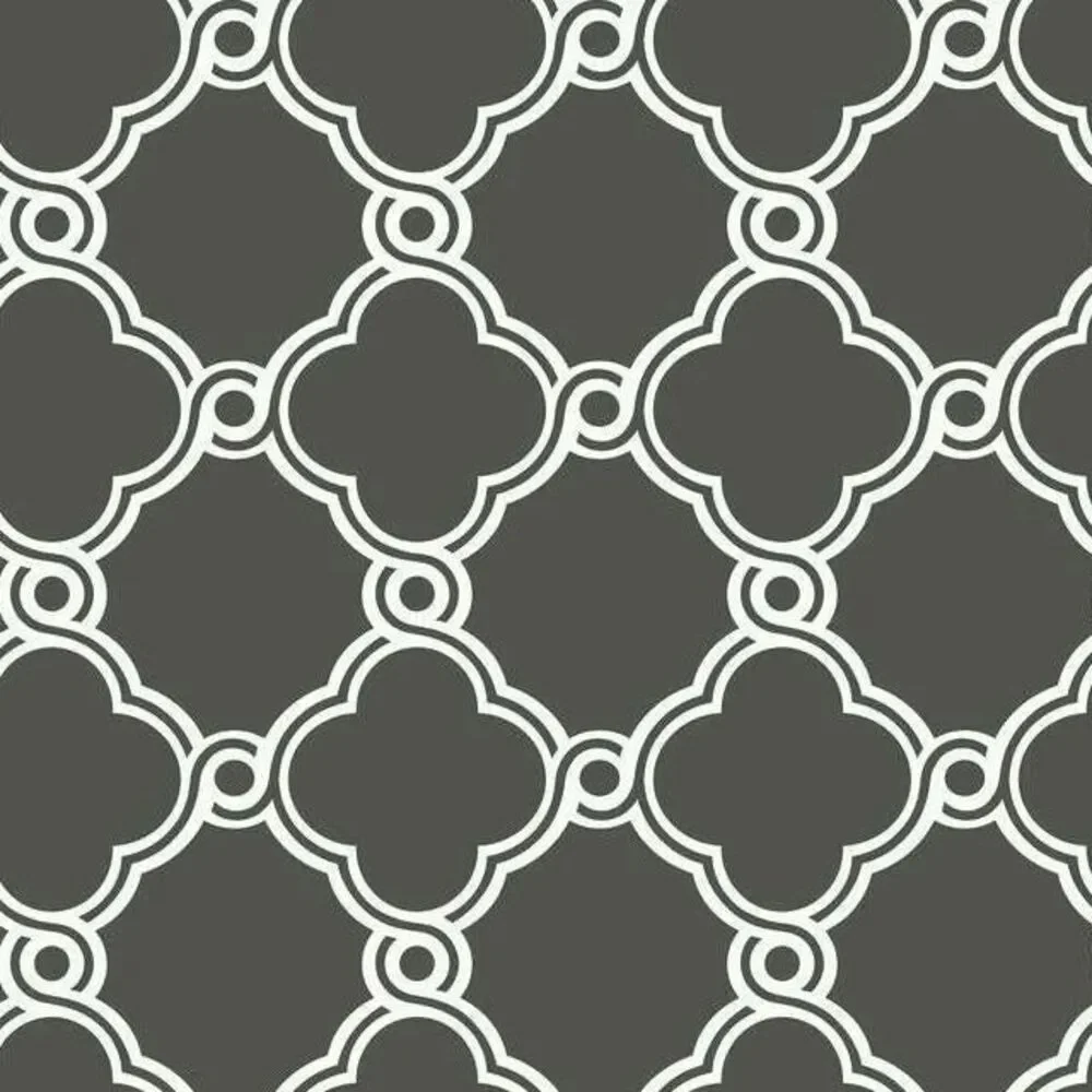 YORK Open Trellis Prepasted Wallpaper 60 sq ft Charcoal Gray White AP7490 NIP